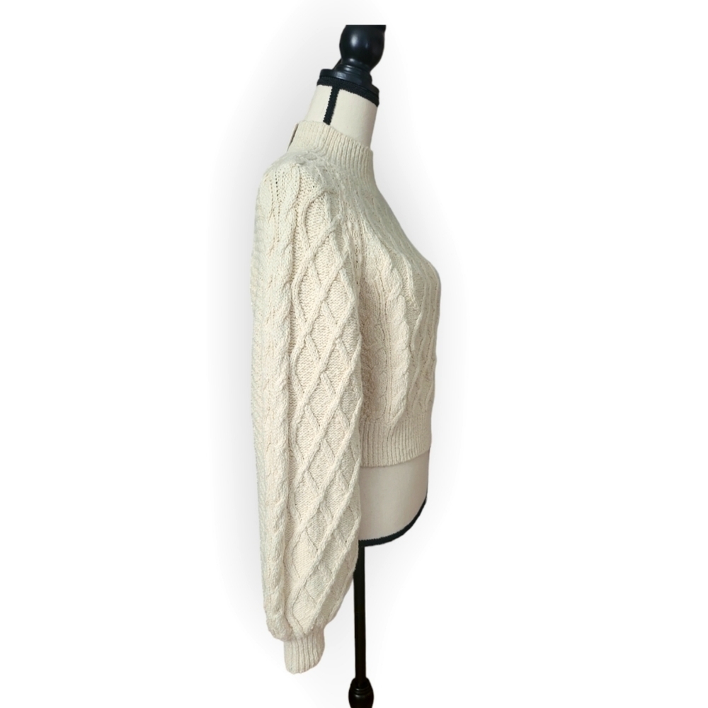 Free People Ivory Cropped Parfait Dolman Sleeve Mock Neck Sweater Size XS NWT - Picture 3 of 9